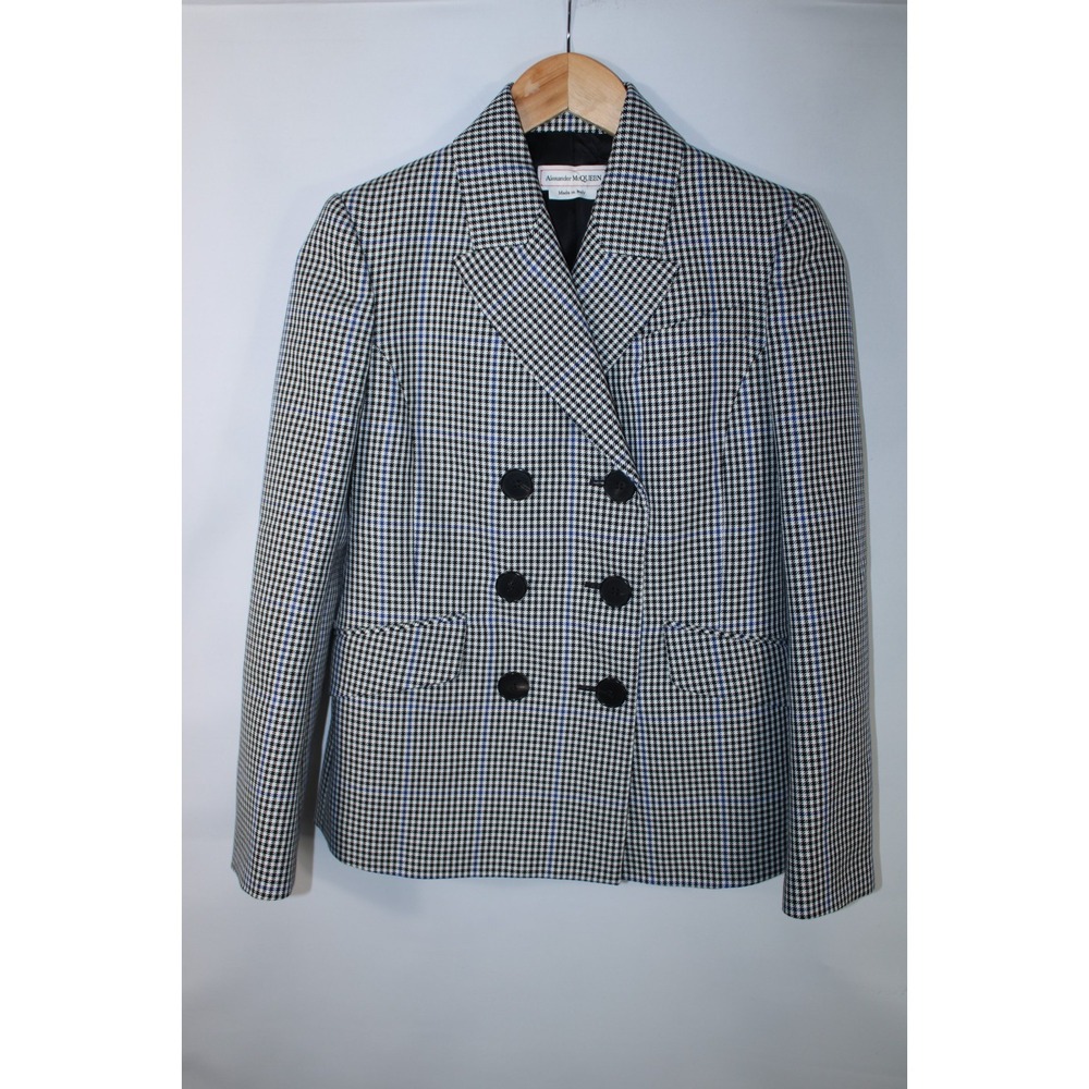 Alexander McQueen Women's Size IT 38 Double Breasted Houndstooth Jacket